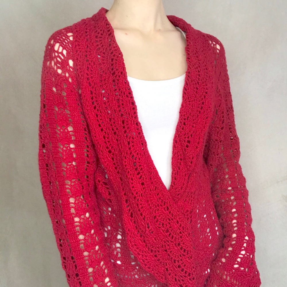 Red Crochet Cardigan